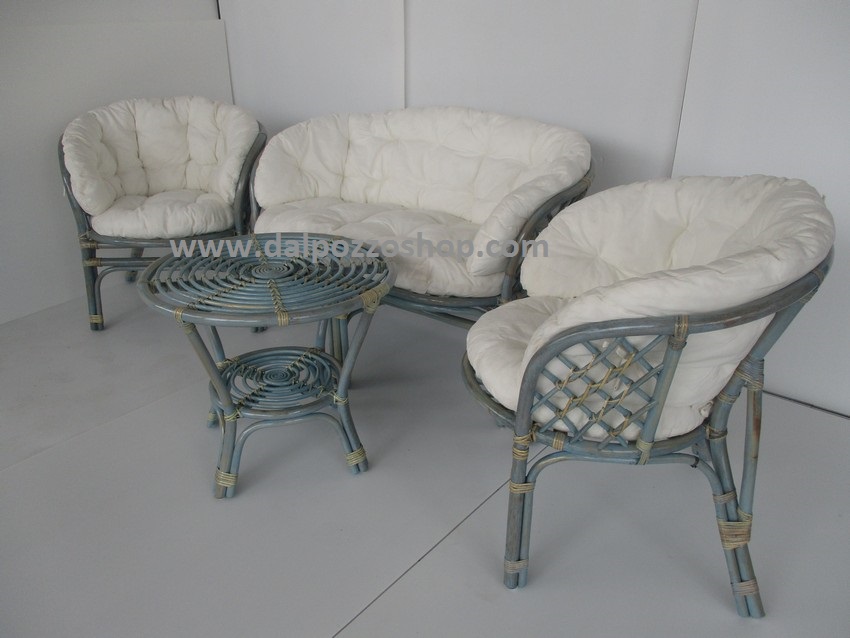 AT/09/2 SALOTTO RATTAN VIMINI NATURALE DECAPATO AZZURRO AT/09/2 SALOTTO RATTAN VIMINI NATURALE DECAPATO AZZURRO